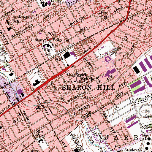 Topographic Map of Sharon Hill Police Department, PA