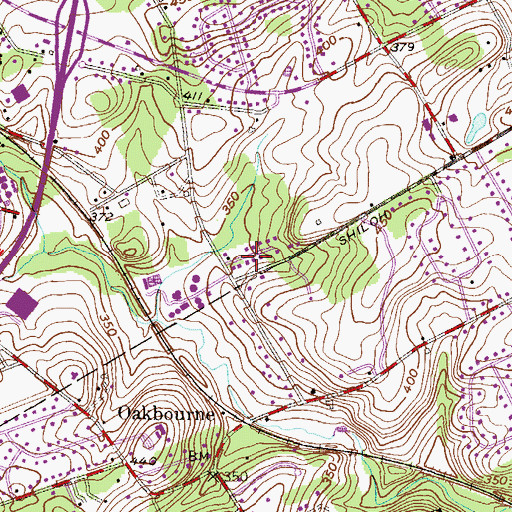 Topographic Map of Shiloh Woods, PA