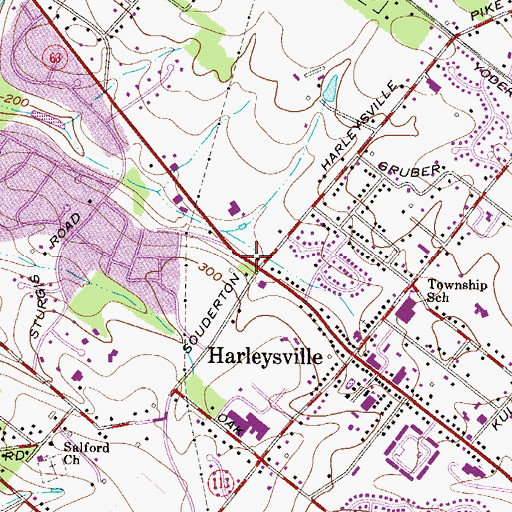 Topographic Map of Shops at Harleysville, PA