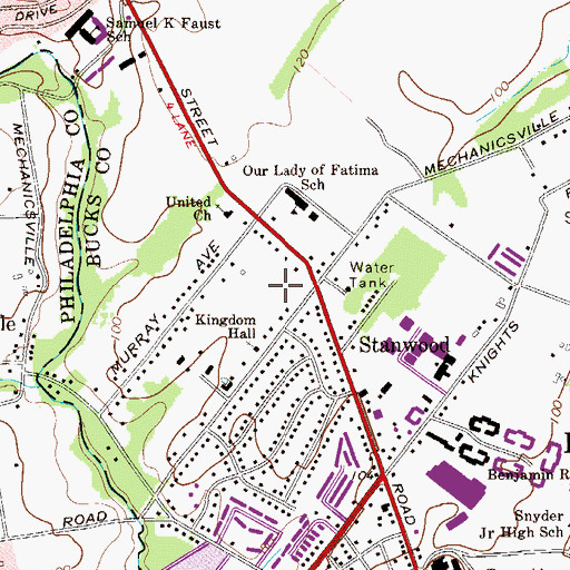 Topographic Map of Show Case Plaza Shopping Center, PA