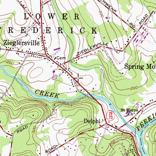 Topographic Map of Silverbrook Farms, PA