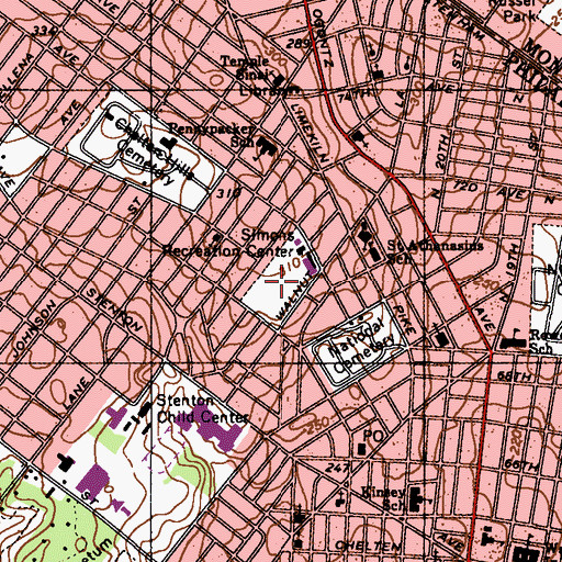 Topographic Map of Simons Playground, PA