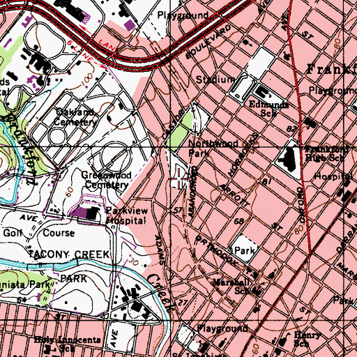 Topographic Map of Simpson Community Center, PA