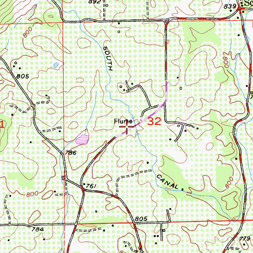 Topographic Map of South Canal, CA