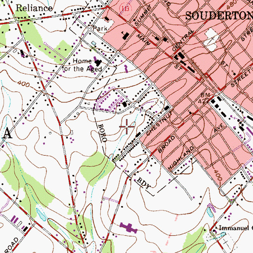 Topographic Map of Souderton Community Park, PA