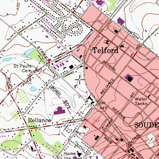 Topographic Map of Souderton Post Office, PA