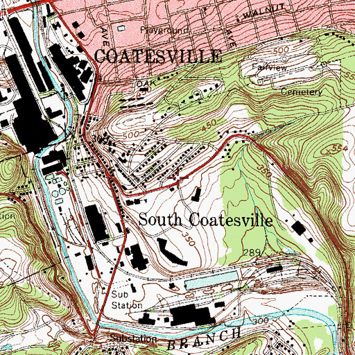 Topographic Map of South Coatesville Police Station, PA
