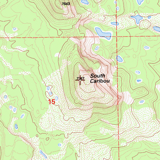 Topographic Map of South Caribou, CA