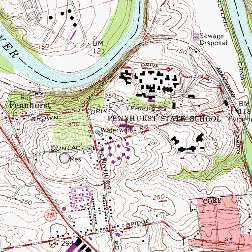 Topographic Map of Southeast Veterans Administration, PA