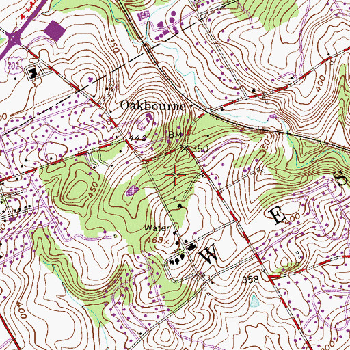 Topographic Map of Oakbourne Park, PA