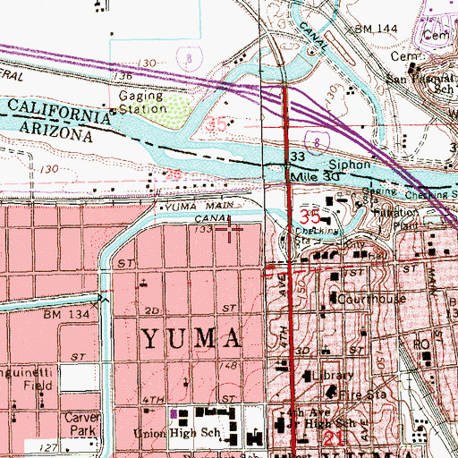 Topographic Map of Bridge Park, AZ