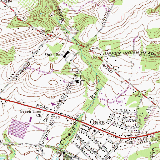Topographic Map of Black Rock Volunteer Fire Company - Oaks Fire Station 99 - A, PA