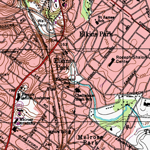 Topographic Map of Ogontz Field, PA