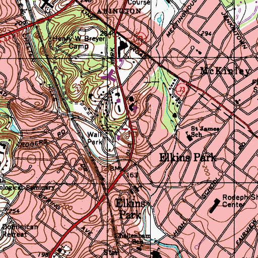 Topographic Map of Ogontz Fire Company Station 5, PA