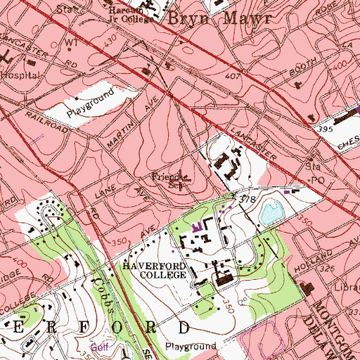 Topographic Map of Old Haverford Friends Church, PA