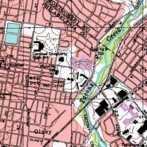 Topographic Map of Olney Playground, PA