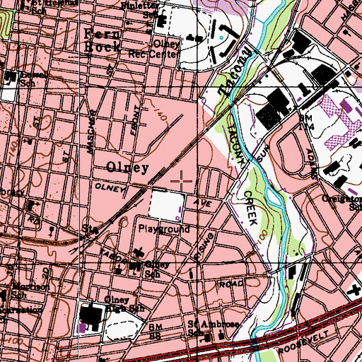 Topographic Map of Olney Plaza Shopping Center, PA