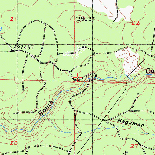 Topographic Map of South Cow Creek Campground, CA