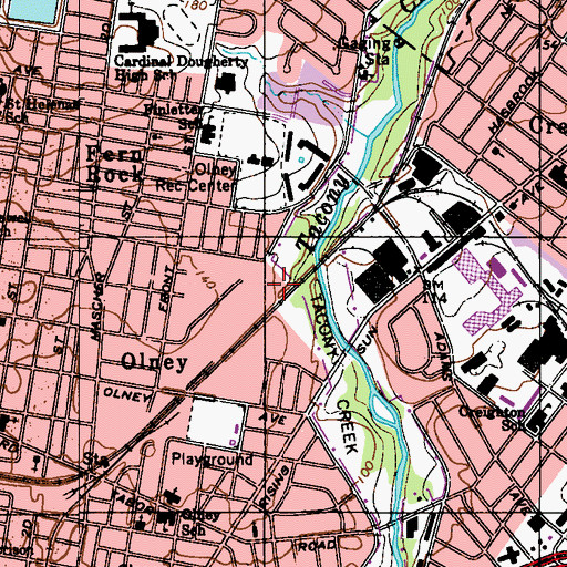 Topographic Map of Olney Retail Post Office, PA