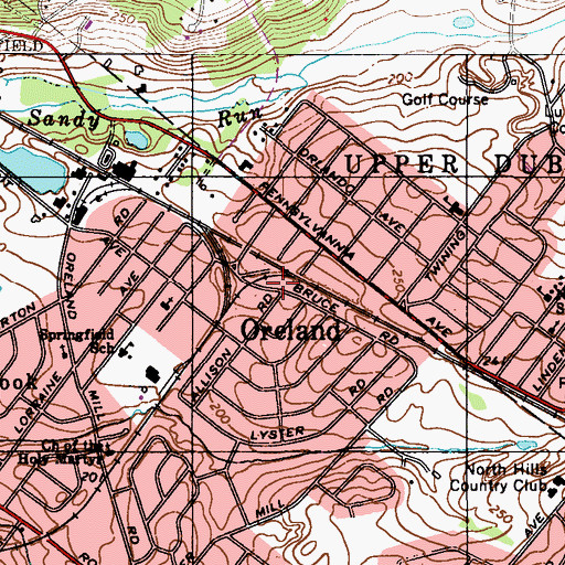 Topographic Map of Oreland Post Office, PA