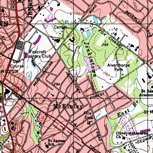 Topographic Map of Orthodox Friends Church, PA