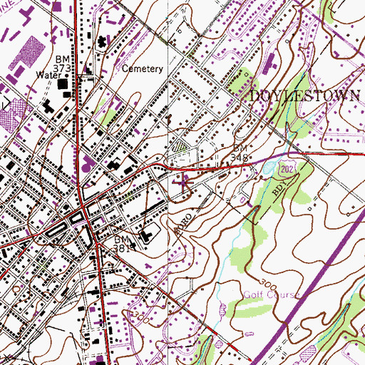 Topographic Map of Our Lady of Mount Carmel Elementary School, PA