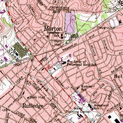 Topographic Map of Our Lady of Perpetural Help Church, PA