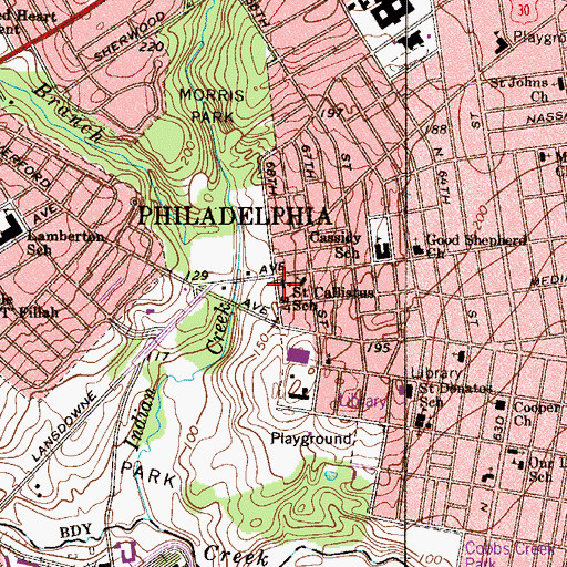 Topographic Map of Overbrook Educational Center, PA
