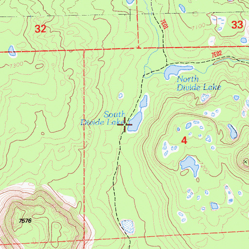Topographic Map of South Divide Lake, CA