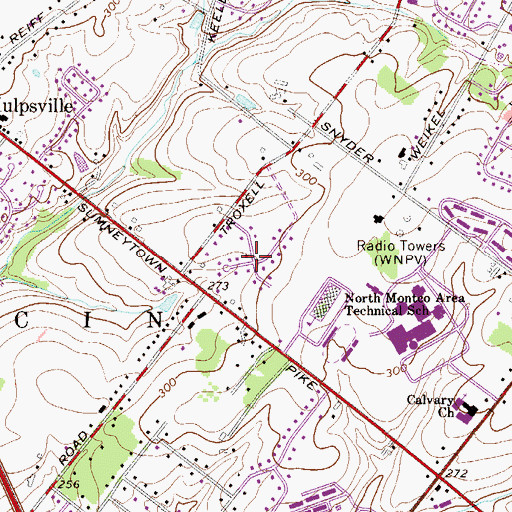 Topographic Map of Oxford Manor, PA