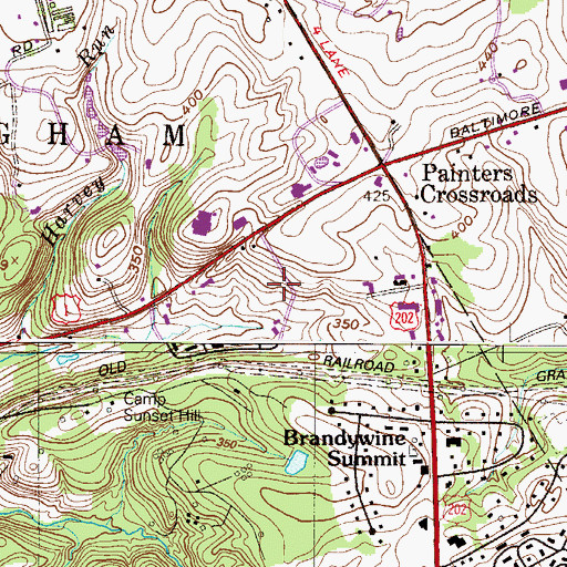 Topographic Map of Painters Crossing, PA