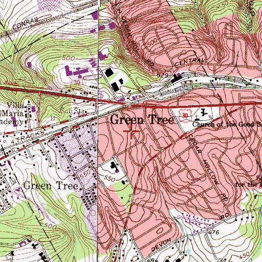 Topographic Map of Paoli Manor, PA