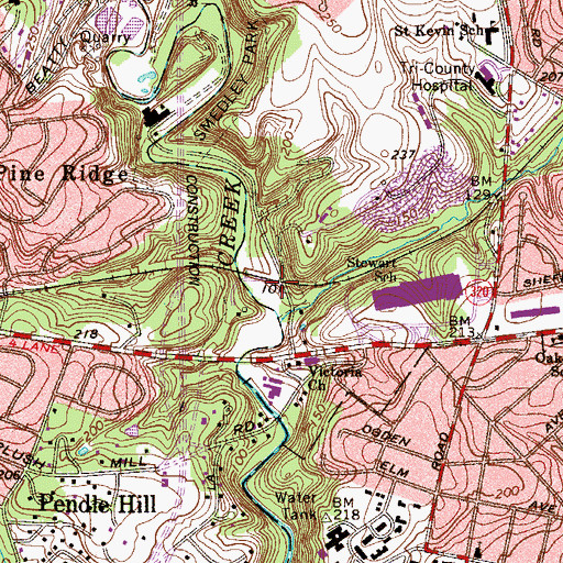 Topographic Map of Paper Mill Road Station, PA