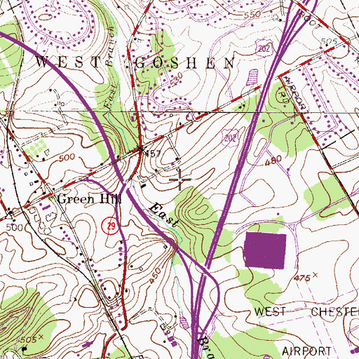 Topographic Map of Park Valley Corporate Center, PA