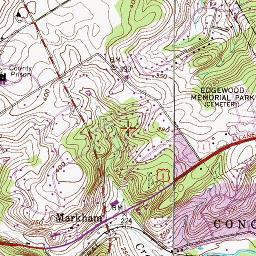 Topographic Map of Park Woods, PA