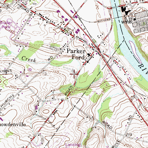 Topographic Map of Parker Ford Baptist Church, PA