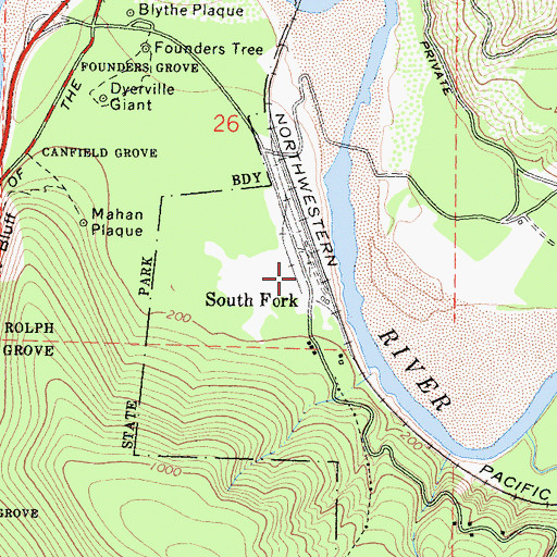Topographic Map of South Fork, CA