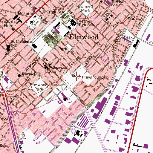 Topographic Map of J Finnegan Playground, PA
