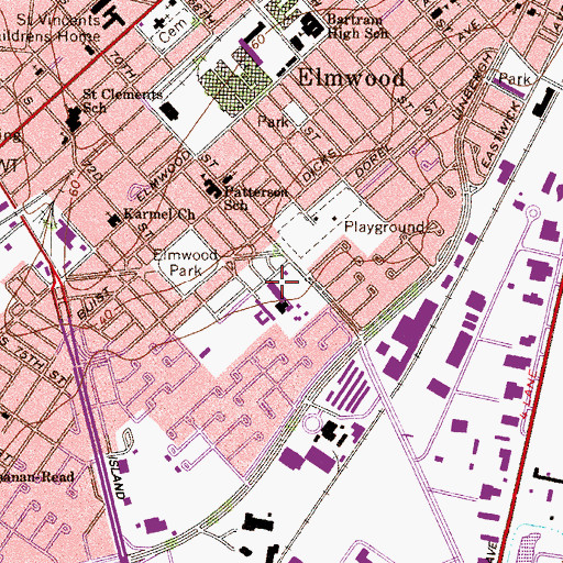 Topographic Map of Paschall Post Office, PA