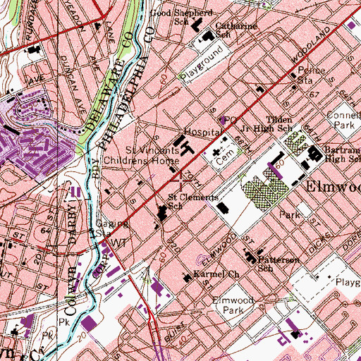 Topographic Map of Paschalville Library, PA