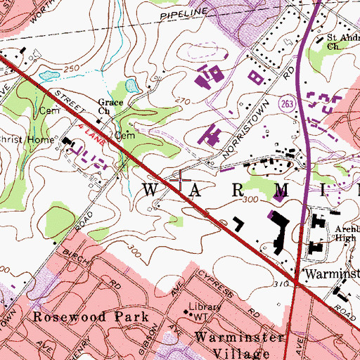 Topographic Map of Peace Chapel Church, PA
