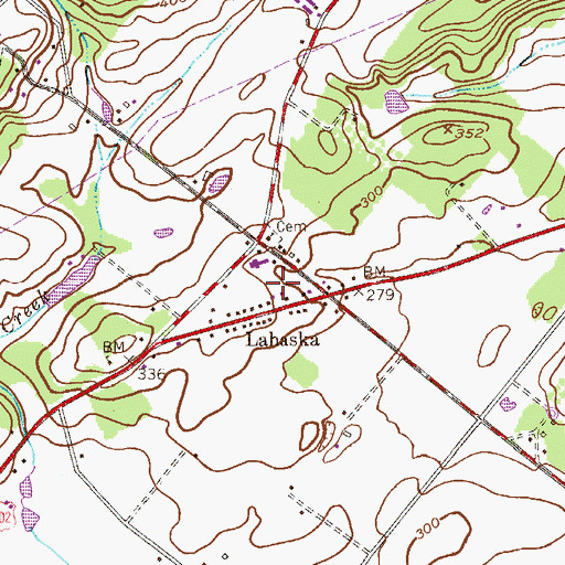 Topographic Map of Peddlers Village Shopping Center, PA