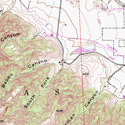 Topographic Map of South Fork Babbs Canyon, CA