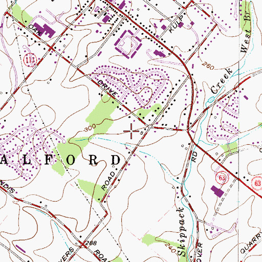 Topographic Map of Penn Oak Manor, PA