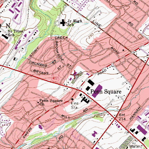 Topographic Map of Penn Square Shopping Center, PA