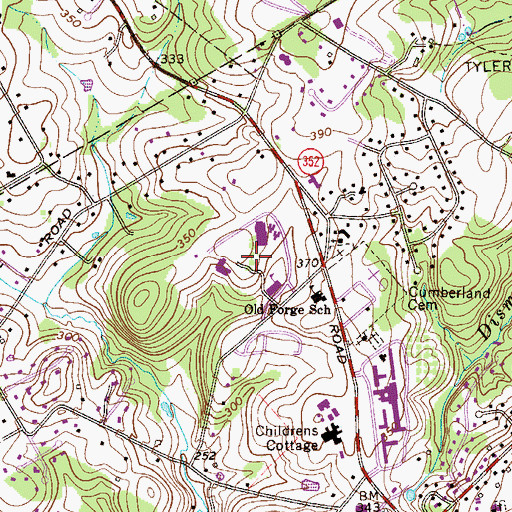 Topographic Map of Penn State University Delaware County Campus, PA