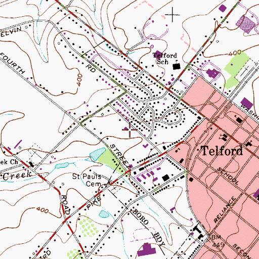 Topographic Map of Penn Valley Grace Brethren Church, PA