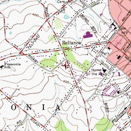 Topographic Map of Penn View Christian School, PA