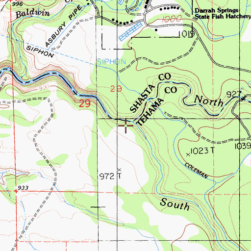 Topographic Map of South Fork Battle Creek, CA