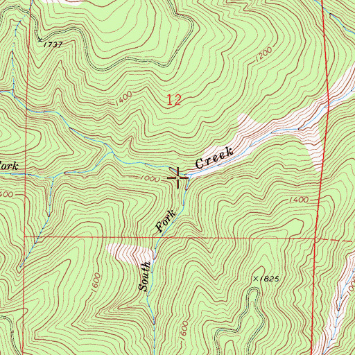 Topographic Map of South Fork Bear Creek, CA